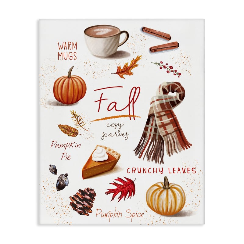 Stupell Favorite Autumn Things Canvas Wall Art Design By Elizabeth Tyndall - 24 x 30