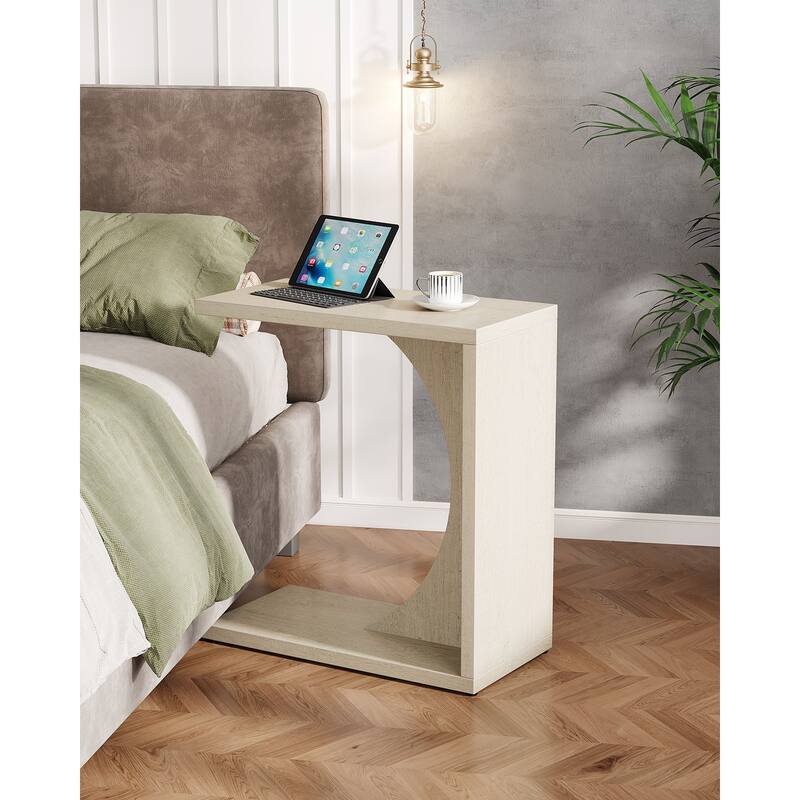 C-Shaped End Table for Couch, Side Table for Small Space