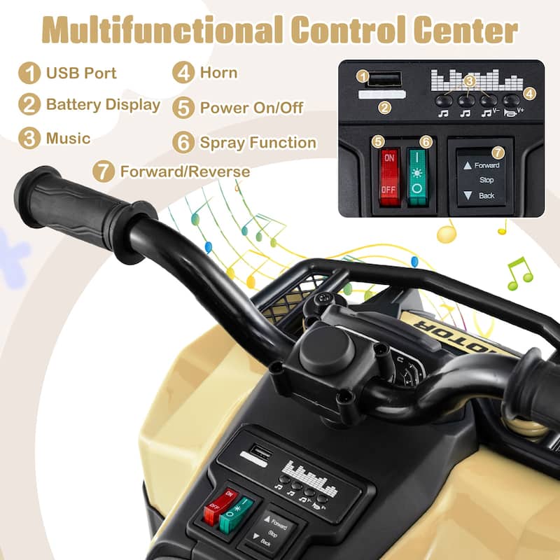 Costway 6V Toddler Ride On Electric Car ATV with Lights & Music & USB - See Details