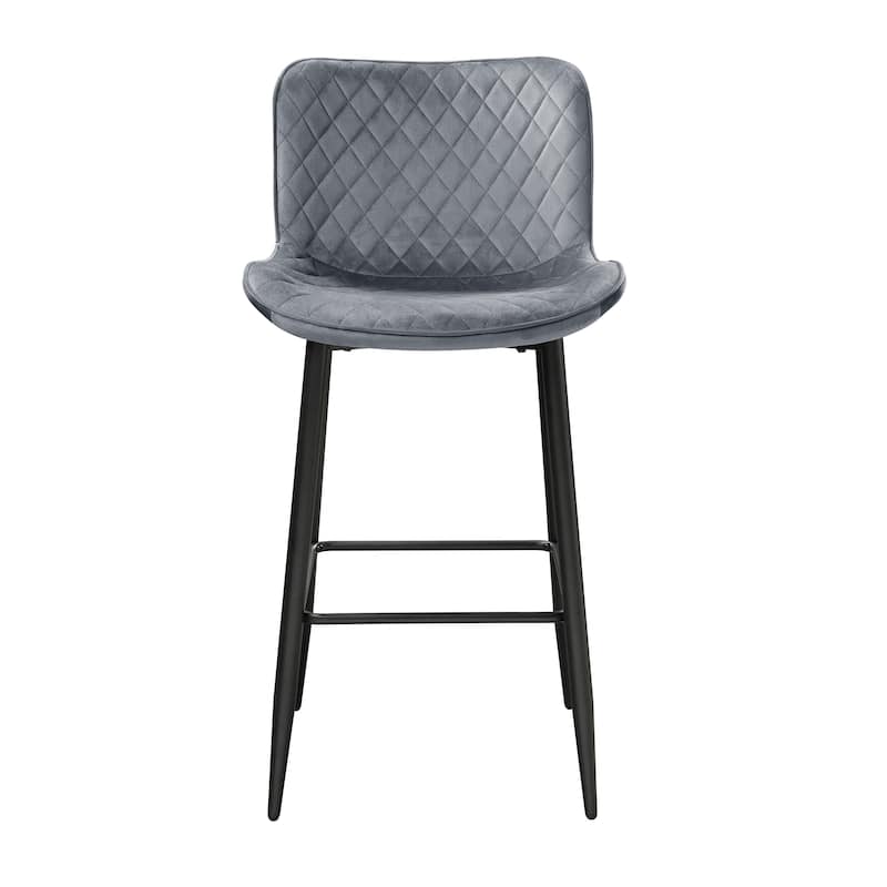 2-Piece 29" Pub Height Chair Set - Dark Gray Velvet with Metal Legs