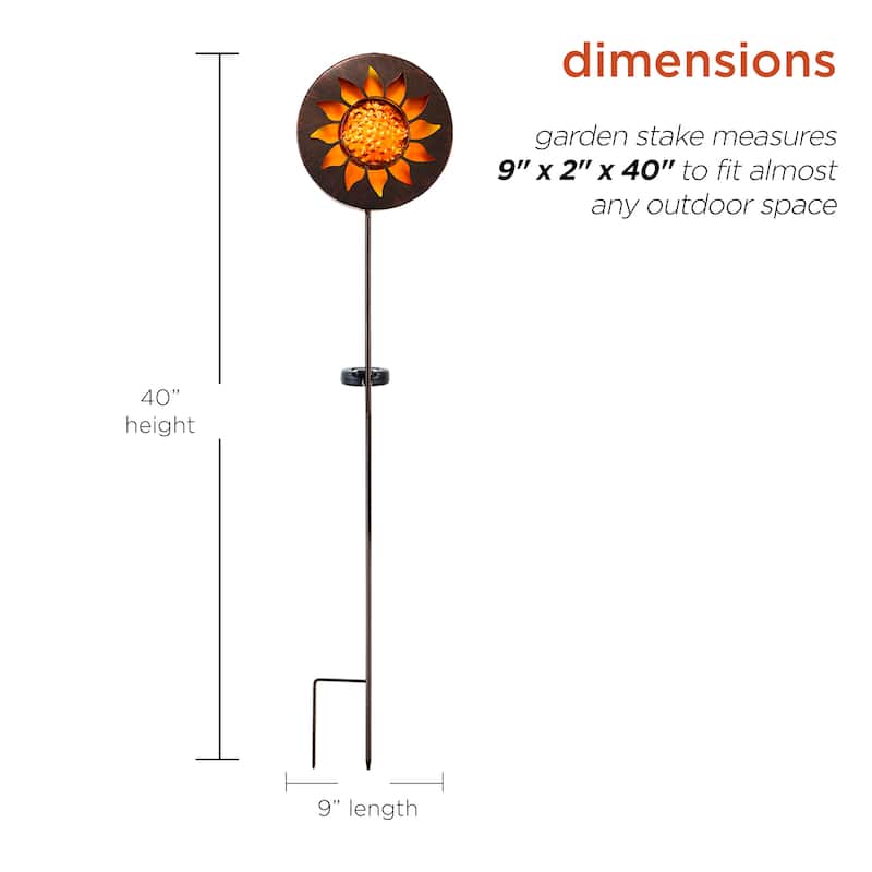 Alpine Corporation 40" Tall Outdoor Solar Powered Garden Stake Sunflower Design with LED Lights