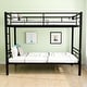 preview thumbnail 1 of 14, Black Twin over Twin Metal Bunk Bed with Ladder and High Guardrail Black