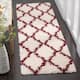 SAFAVIEH Dallas Shag Giusy Trellis 1.5-inch Thick Rug - 2'3" x 8' Runner - Ivory/Red