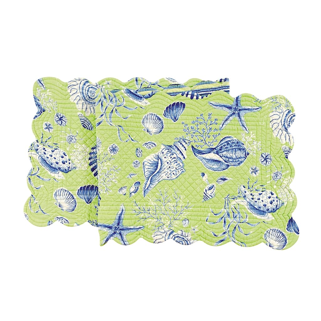 14" x 70" Green Seashell Table Runner - 14" x 70"