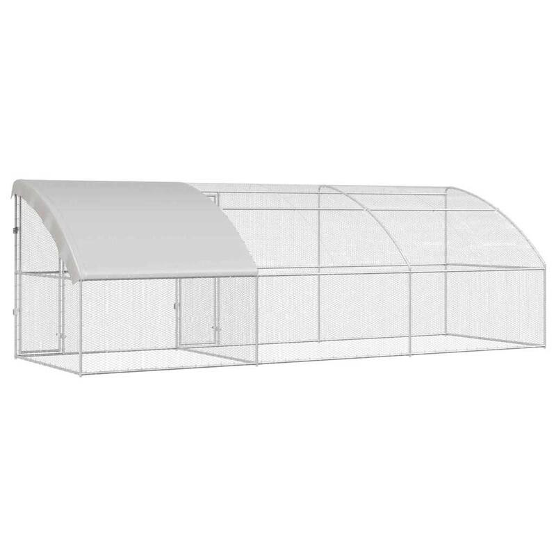 vidaXL Chicken Cage Silver 400/600/800 x 200 x 198.5 cm Galvanized steel