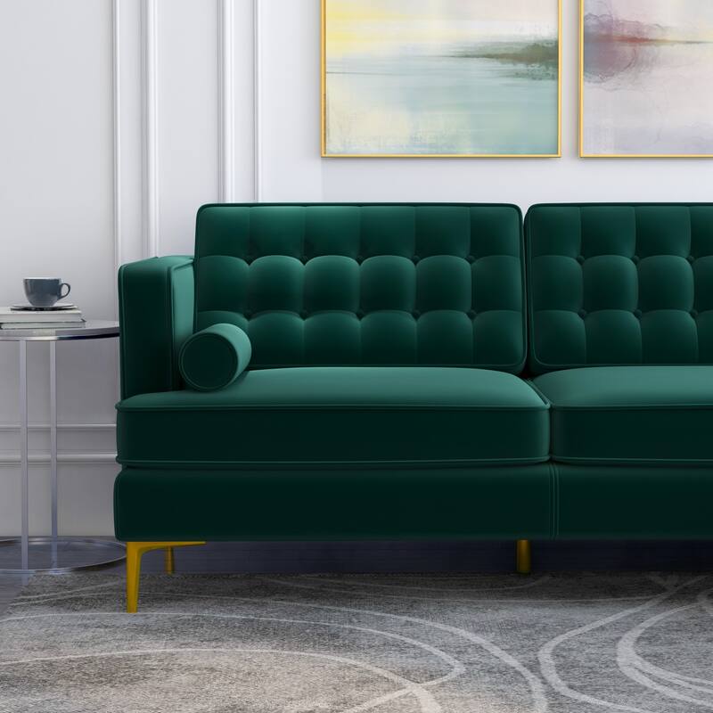 Chatty Velvet Modern Tufted Living Room Corner Sectional Sofa