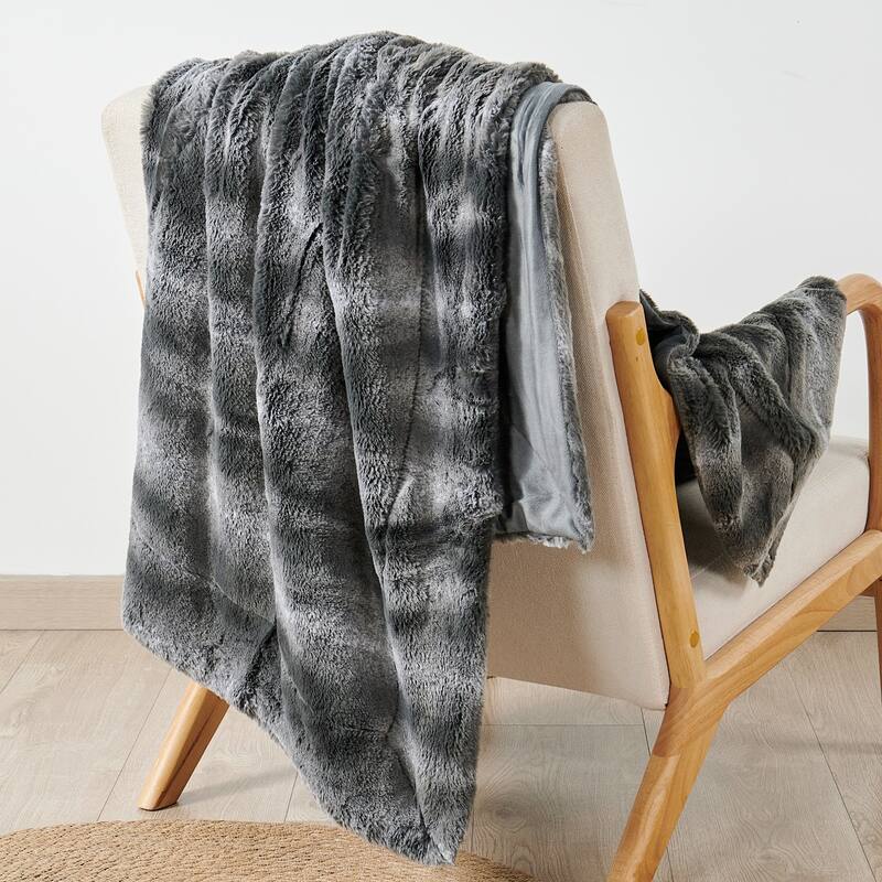 Tip Printing Light Fauxfur Throw