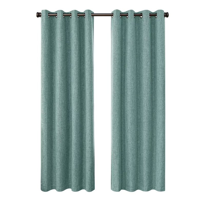 Linen Texture 100% Blackout Grommet Curtain Pair(2 panels)