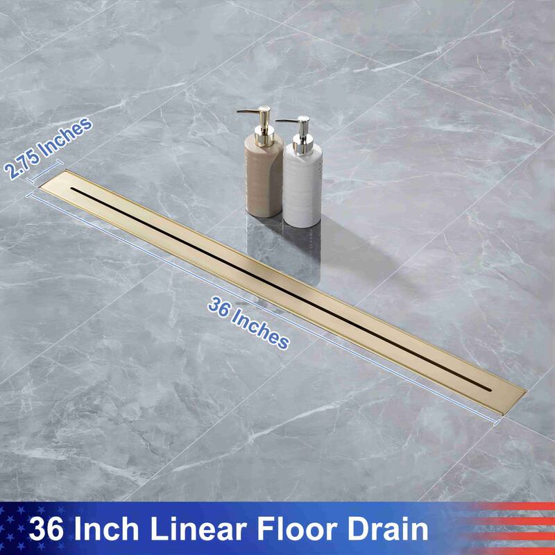 36'' W Linear Grid Drain, Brushed Gold Bed Bath & Beyond 39034366