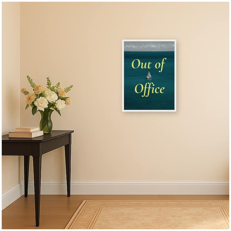 Kate and Laurel Out Of Office Boat Landscape by Megan Ryan Framed Canvas Wall Art Print