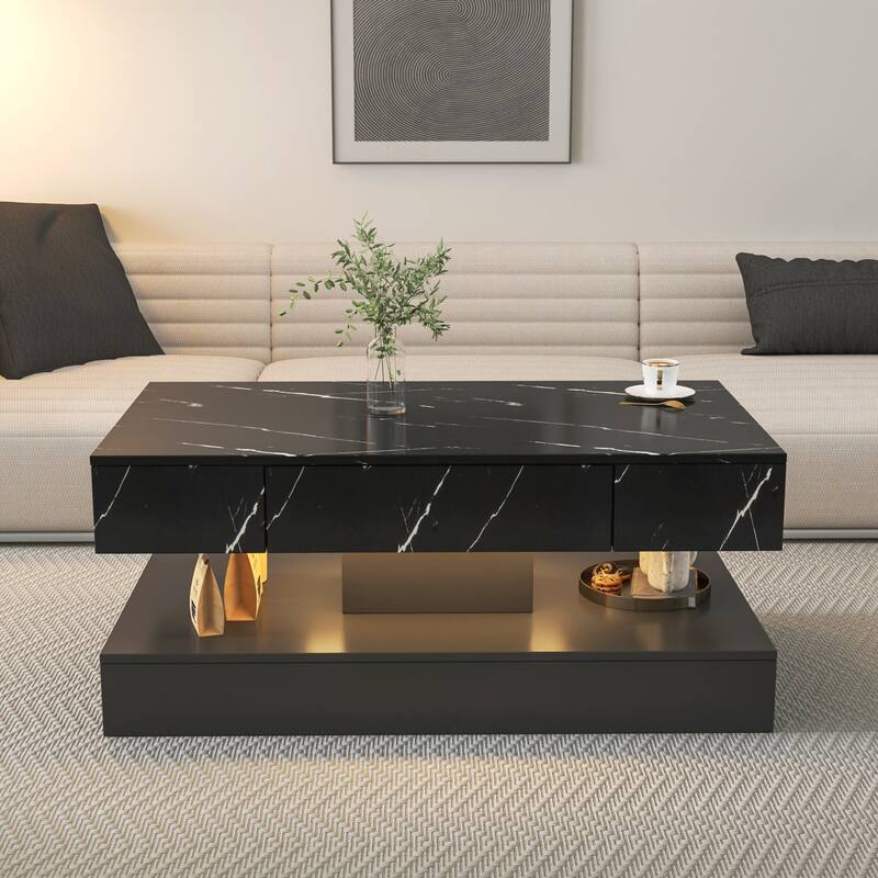 16.93IN High LED Coffee Table with Storage