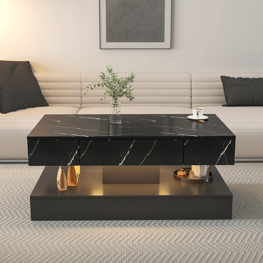 16.93IN High LED Coffee Table with Storage