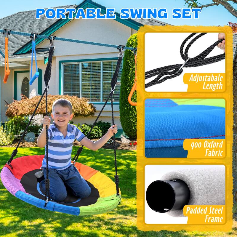 Ninja Warrior Obstacle Course for Kids with Swing, Tree Slackline Jungle Gym Outdoor