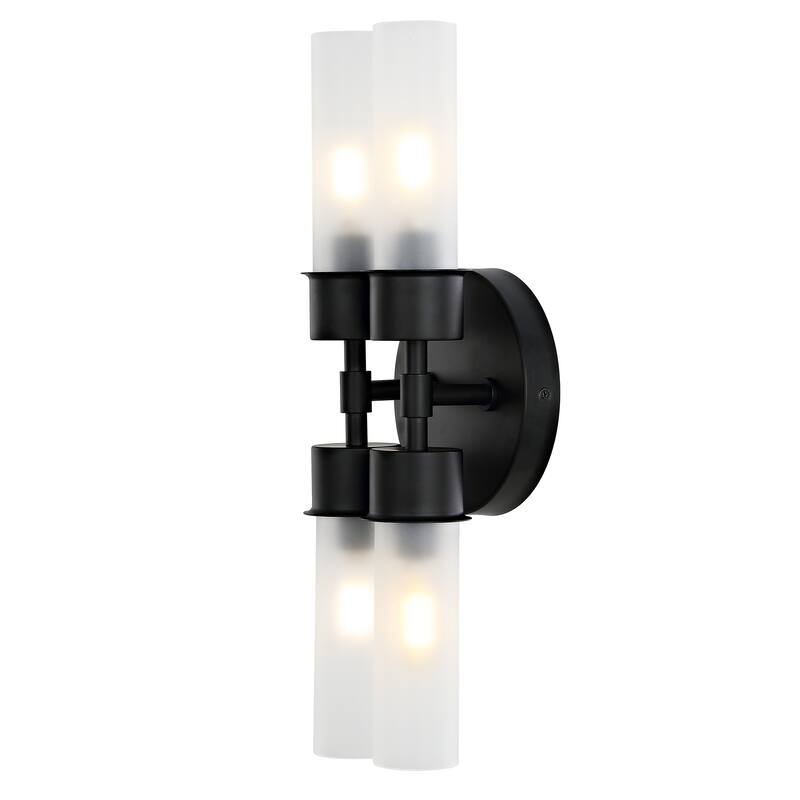 SAFAVIEH Lighting Amala Modern 4-Light 4-inch Wall Sconce (LED Bulbs Included) - 4.3 In. W x 6 In. D x 17 In. H - 4Wx6Dx17H - Black/Clear