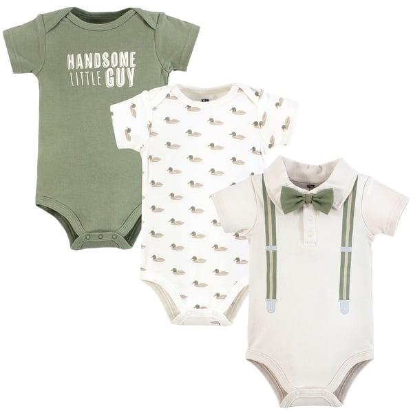 slide 1 of 1, Hudson Baby Infant Boy Cotton Bodysuits, Mallard Polo 0-3 Months - Mallard Polo
