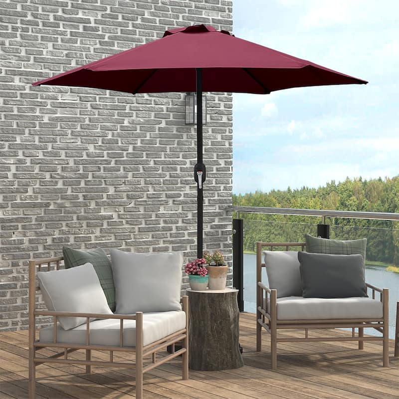 Maypex 7.5 Feet Crank Market Umbrella - Burgundy