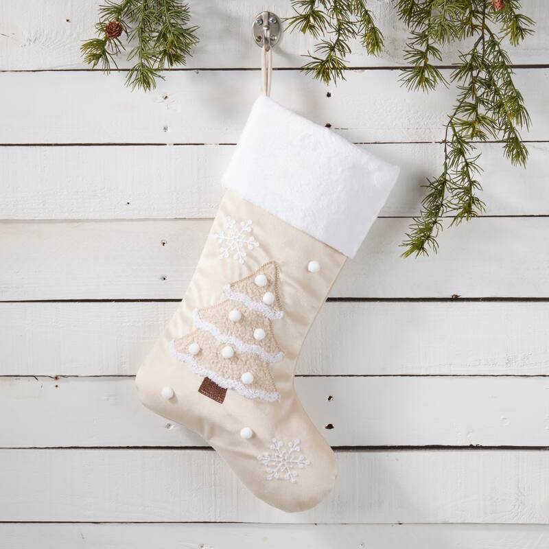 Traditional Cheer Christmas Tree Stocking - Natural