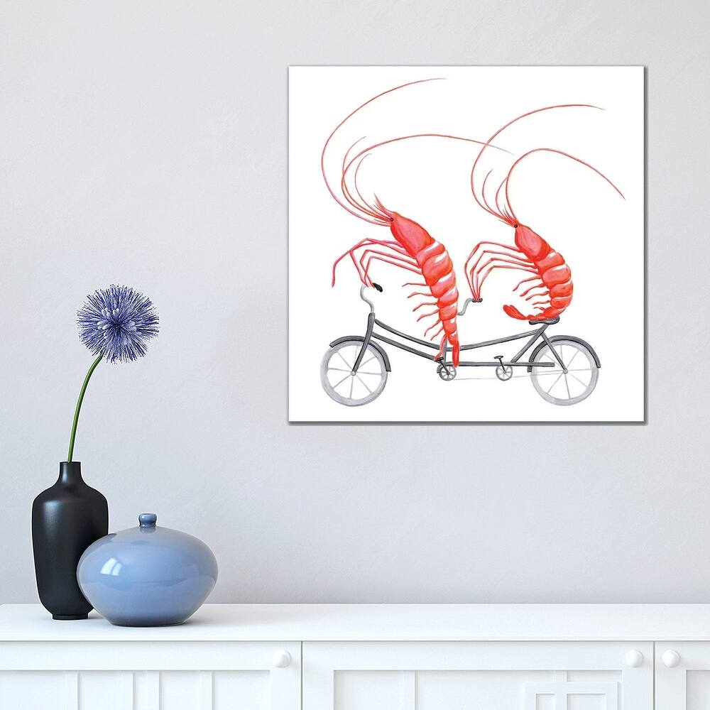 iCanvas "Shrimps On Bike" by Amelie Legault Canvas Print