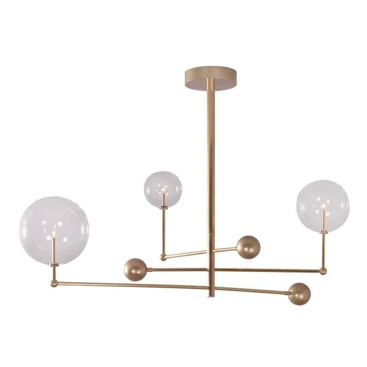Aldo 3-Light Modern Antique Brass Chandelier with Globe Shades