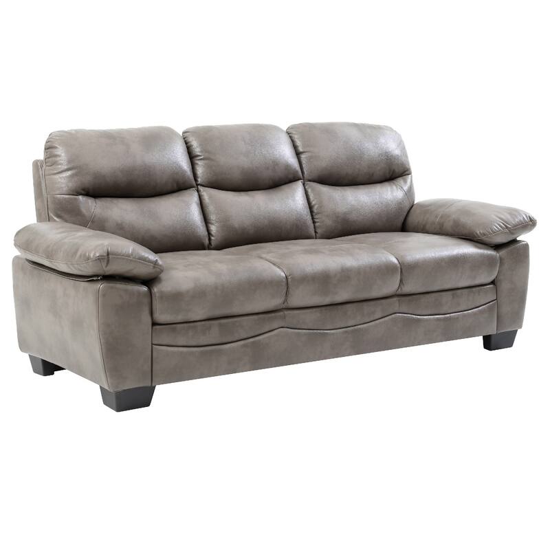 Flared Arm Faux Leather Straight Sofa - 78" - Gray