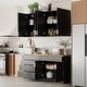 preview thumbnail 4 of 16, Black Cupboard,Wooden Sideboard Buffet Cabinet with Storage,Suitable for Organizing Pantry,Kitchen,Garage