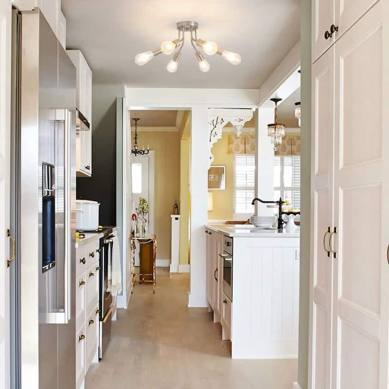 6-Light Modern Sputnik Light Fixture Semi Flush Mount Ceiling Lighting - 14.76' W