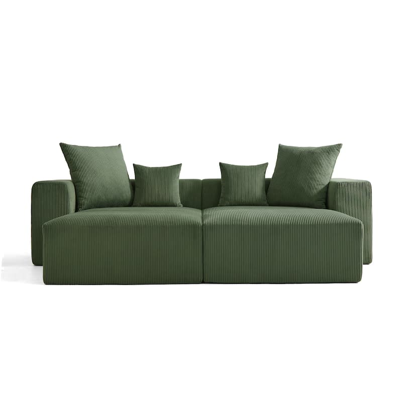 Corduroy Upholstered Modular Sectional Sofa with Ottoman