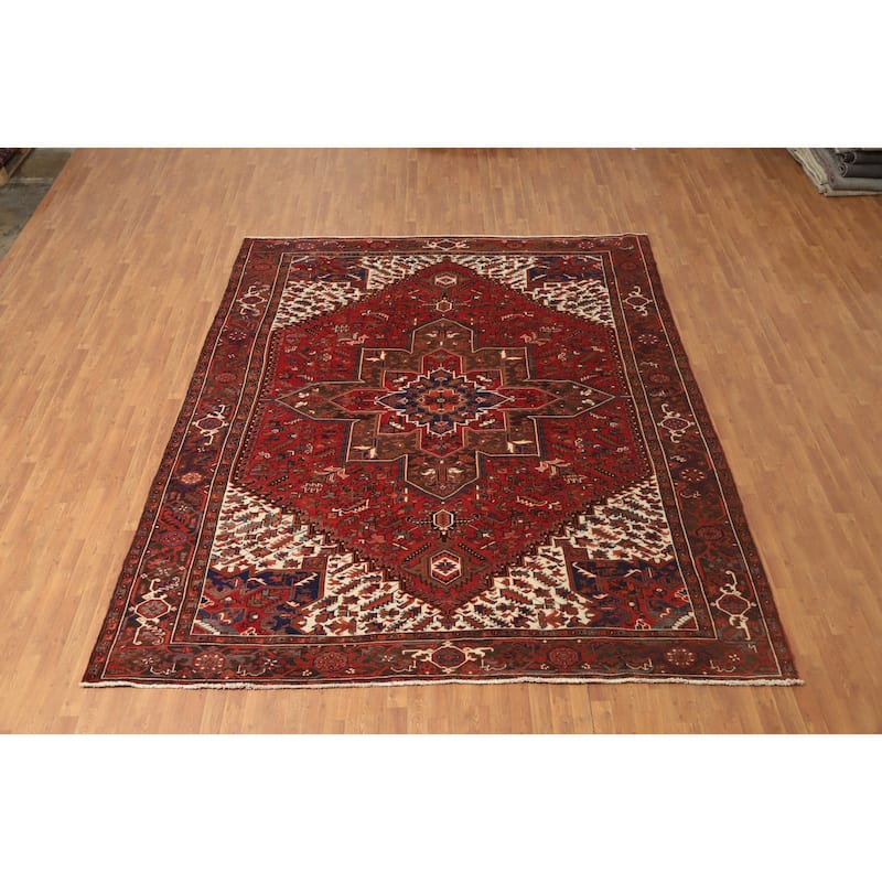 Hand Knotted Oriental 100% Wool Carpet Traditional Medallion Red Heriz Area Rug - 12' 0'' X 9' 9''