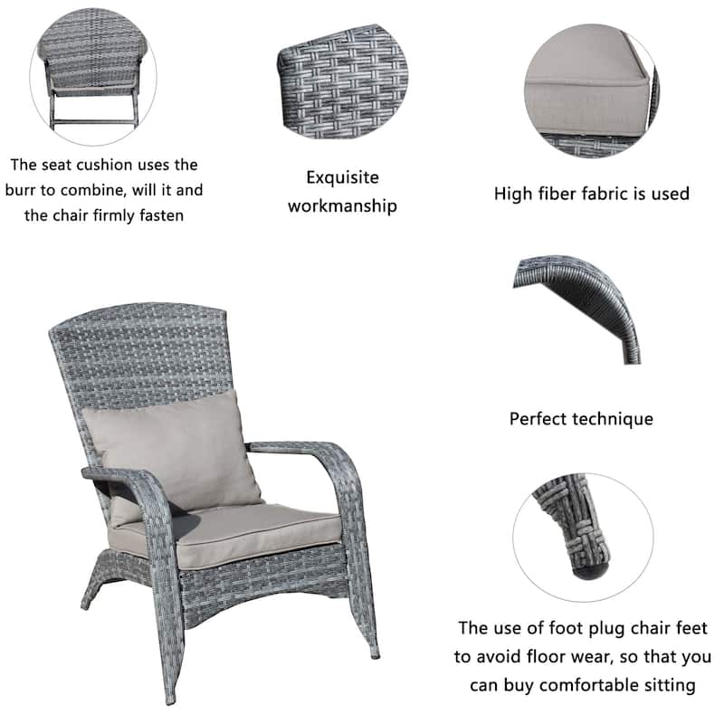 2-Piece Wicker Outdoor Dining Chairs with Beige Cushions