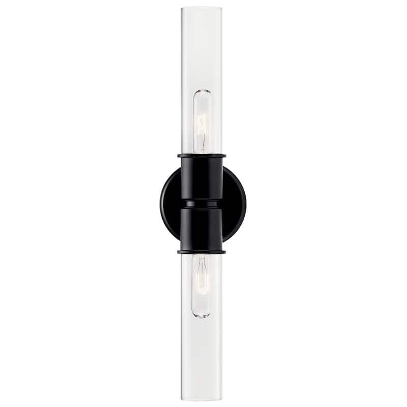 Aviv 24 in. 2-Light Wall Sconce with Clear Glass Shade
