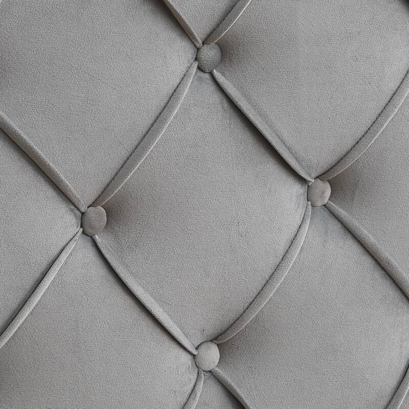 Gray Queen Size Button Tufted Platform Bed with Strong Support