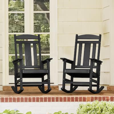 Eco-Friendly Plastic Outdoor Adirondack Rocking Chairs For Porch Set of 2
