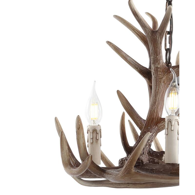 Antler 18" Adjustable Resin Antler 3-Light LED Chandelier, by JONATHAN Y