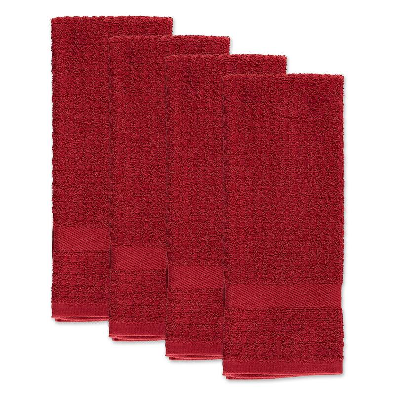 DII Solid Terry Waffle Dishtowel Set of 4