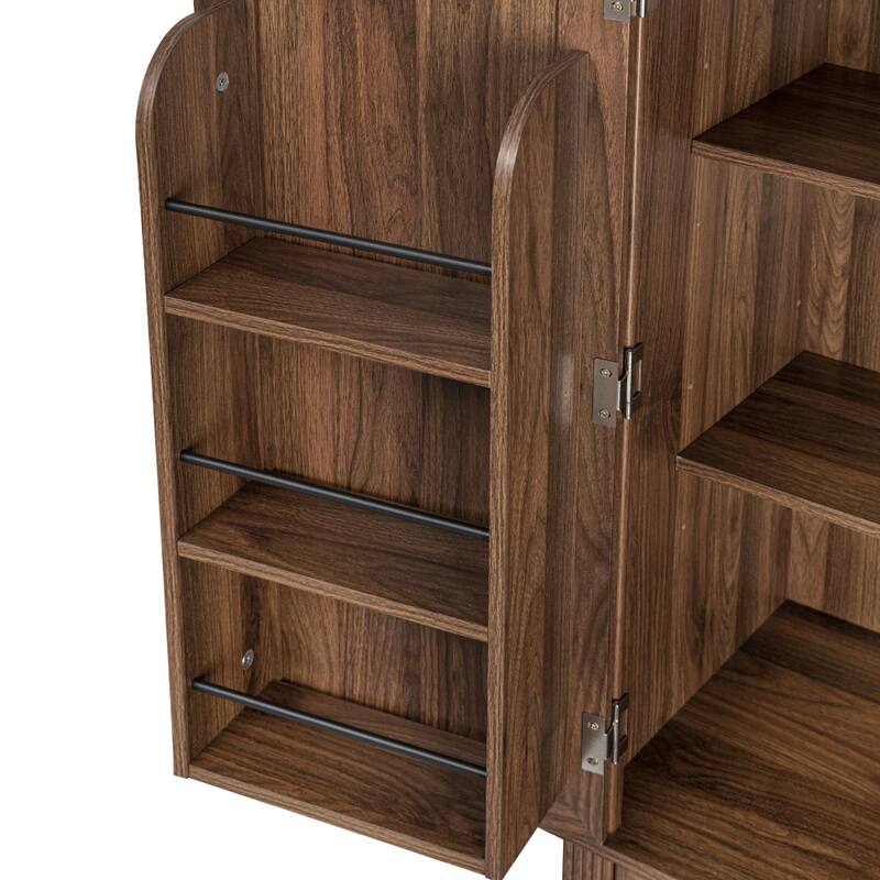 71" Tall Freestanding Kitchen Pantry Cabinet with 3 Pull Out Organizers and 6 Door Shelves