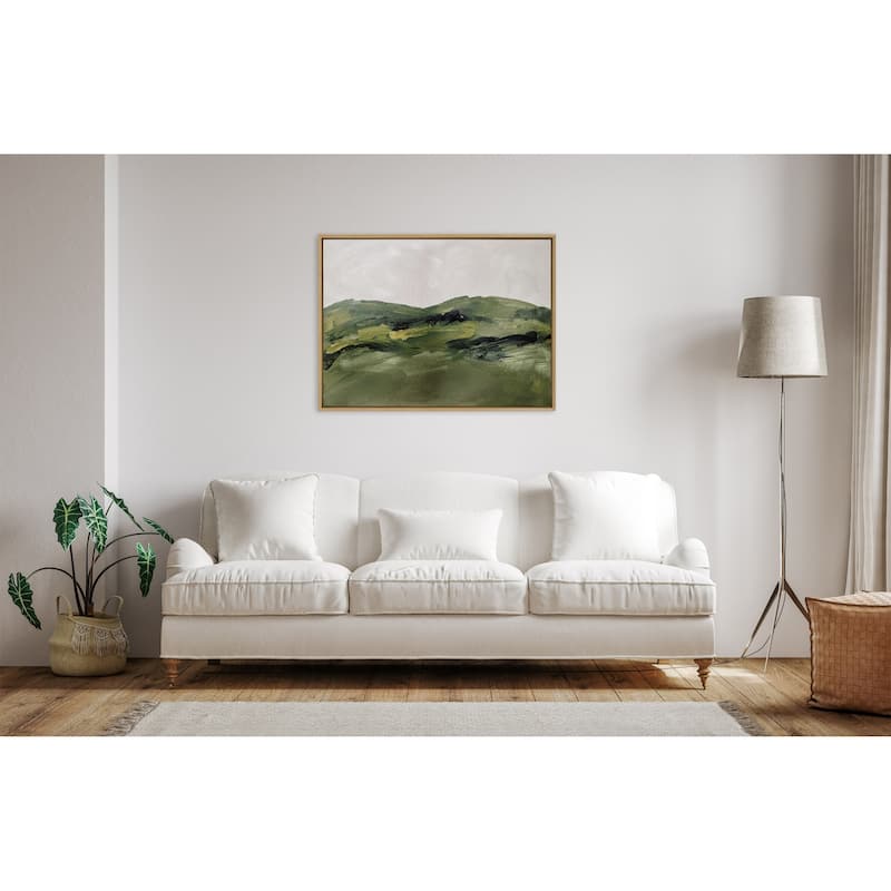 Kate and Laurel Sylvie Green Mountain Landscape Framed Canvas by Amy Lighthall