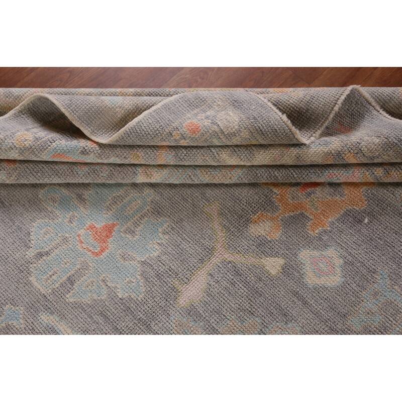 Hand Knotted Oriental 100% Wool Carpet Transitional All-Over Greys & Charcoal Oushak Area Rug - 9' 11'' X 8' 0''