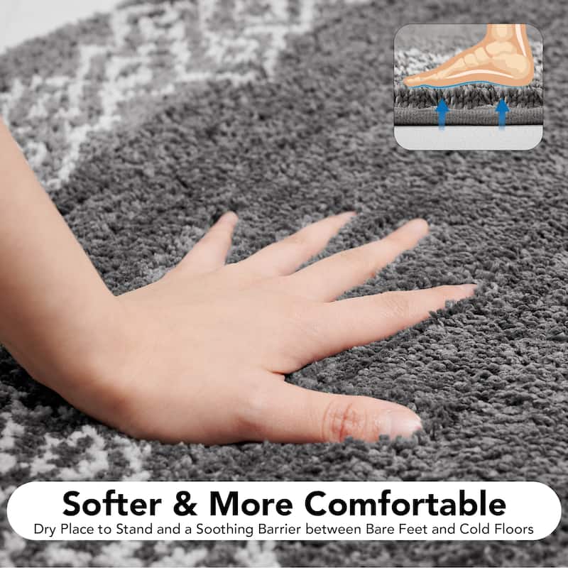 Deconovo Geometric Pattern Soft Bathroom Mat Rug (1 PC)