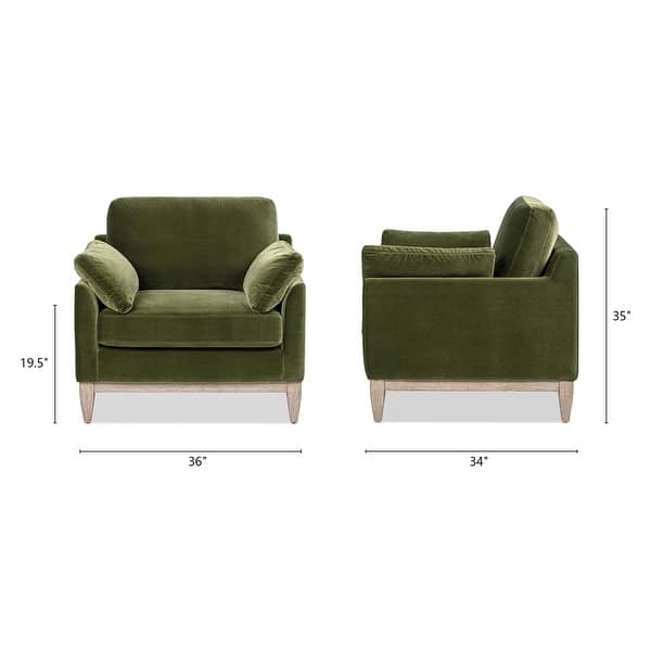 dimension image slide 0 of 3, Pasadena 36" Wide Modern Farmhouse Velvet Accent Arm Chair