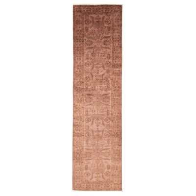 ECARPETGALLERY Hand-knotted Vibrance Chocolate Wool Rug - 2'6 x 9'7