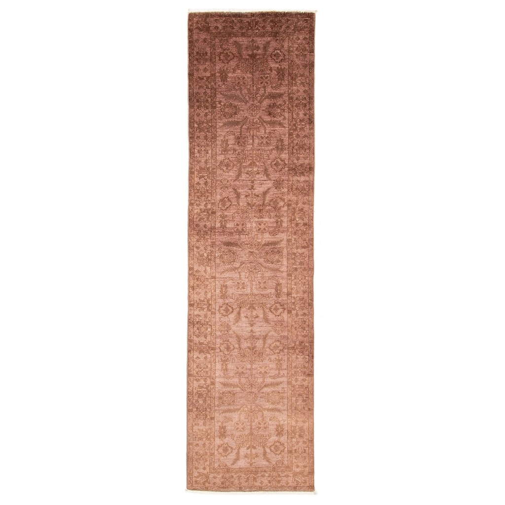 ECARPETGALLERY Hand-knotted Vibrance Chocolate Wool Rug - 2'6 x 9'7