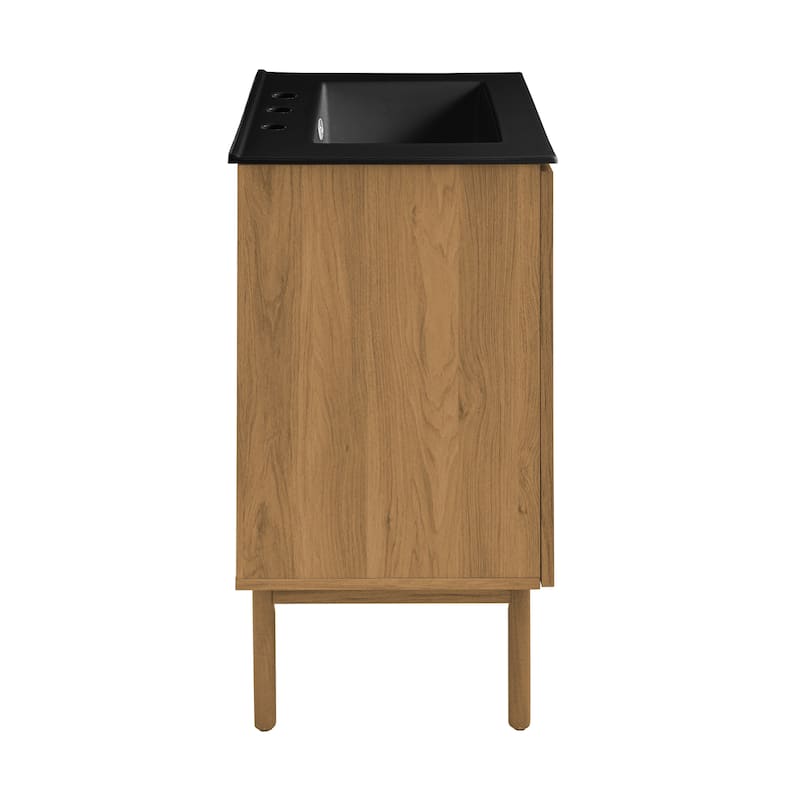 Classe 24 In. Oak Bathroom Vanity With Black, 3-Hole Ceramic Sink Top