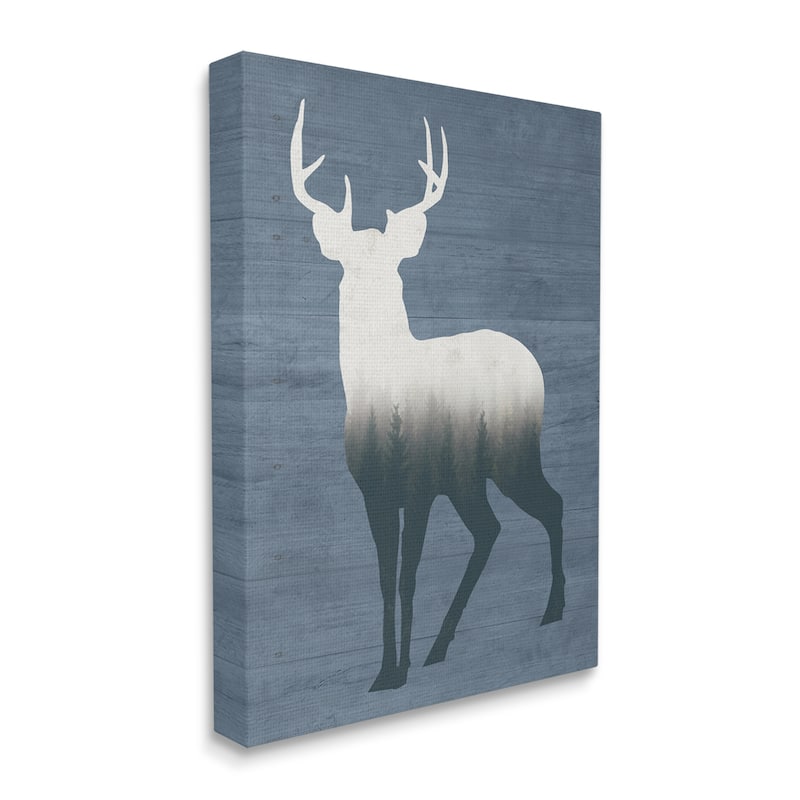 Stupell Rustic Deer Silhouette Cabin Style Grain Pattern Canvas Wall ...
