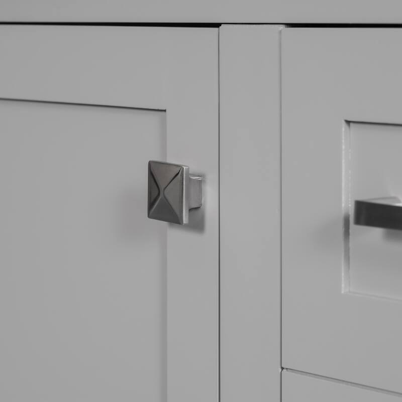 30" Free-Standing Bathroom Vanity, Grey Modern Storage Cabinet with Ceramic Sink, Soft-Close Doors