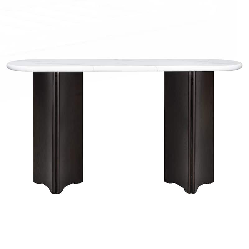 Entryway Table with Oval Faux Marble Top