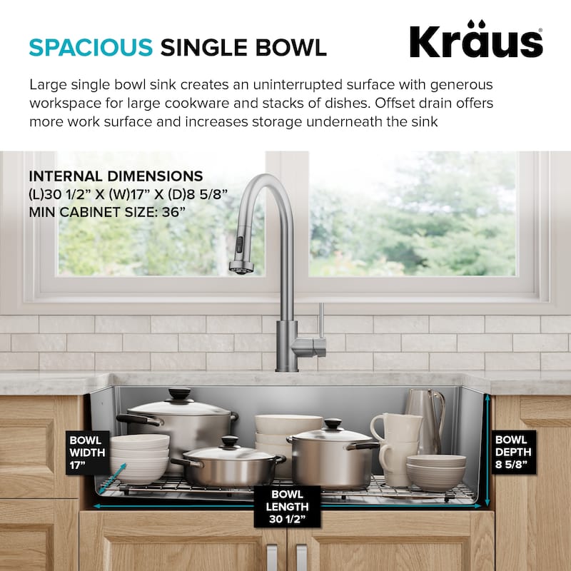 KRAUS Fairlane Undermount 18 Gauge Stainless Steel Kitchen Sink