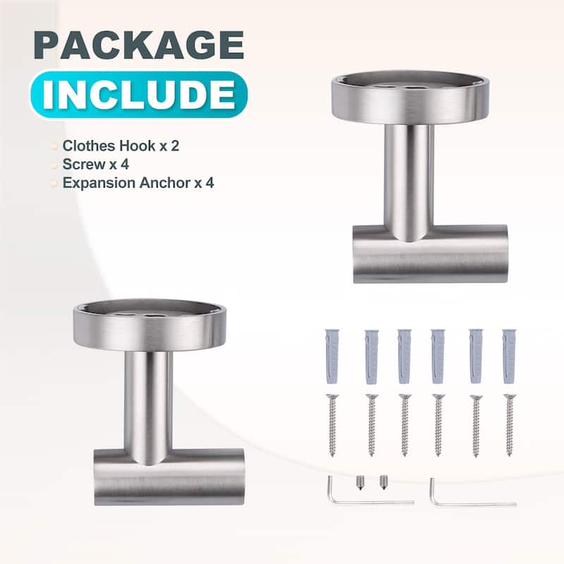 WOWOW Stainless Steel J-Hook Robe/Towel Hook 2 PCS