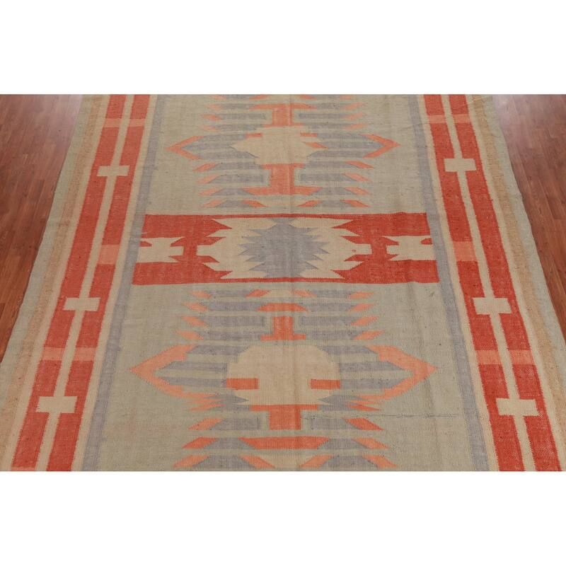 Hand Woven Oriental 100% Jute Carpet Southwestern Modern Multi-Colored Kilim Area Rug - 13' 3'' X 10' 0''