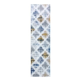 Gertmenian Baran Mosul Modern Industrial Ivory/Blue Diamond Patchwork ...