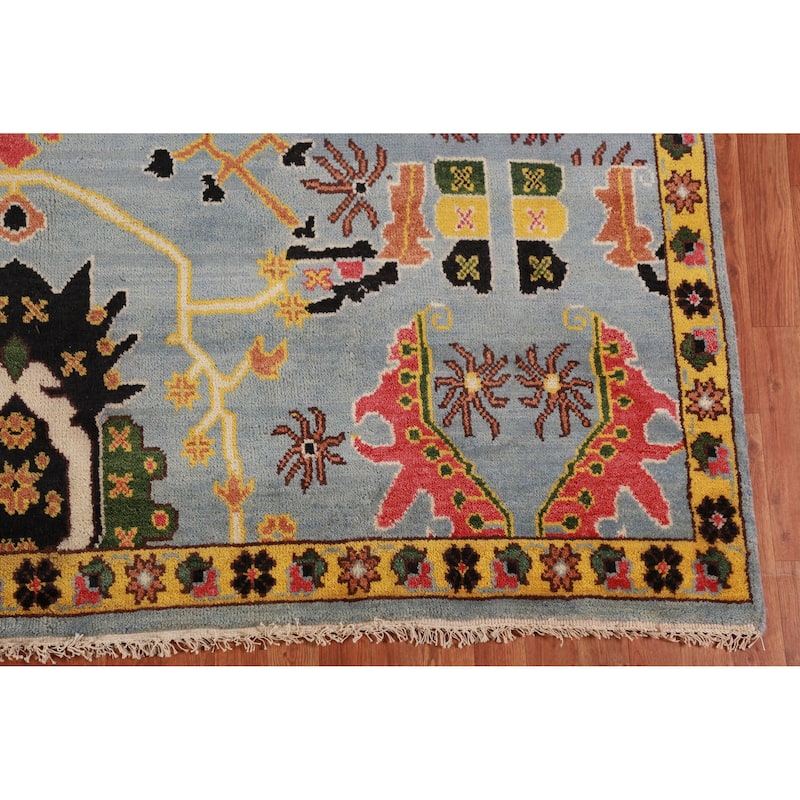 Light Blue Oushak Indian Area Rug Handmade Wool Carpet - 7'11" x 10'0"